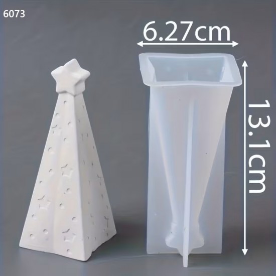 YY6073 Yıldızlı Piramit Mum Silikon Kalıp